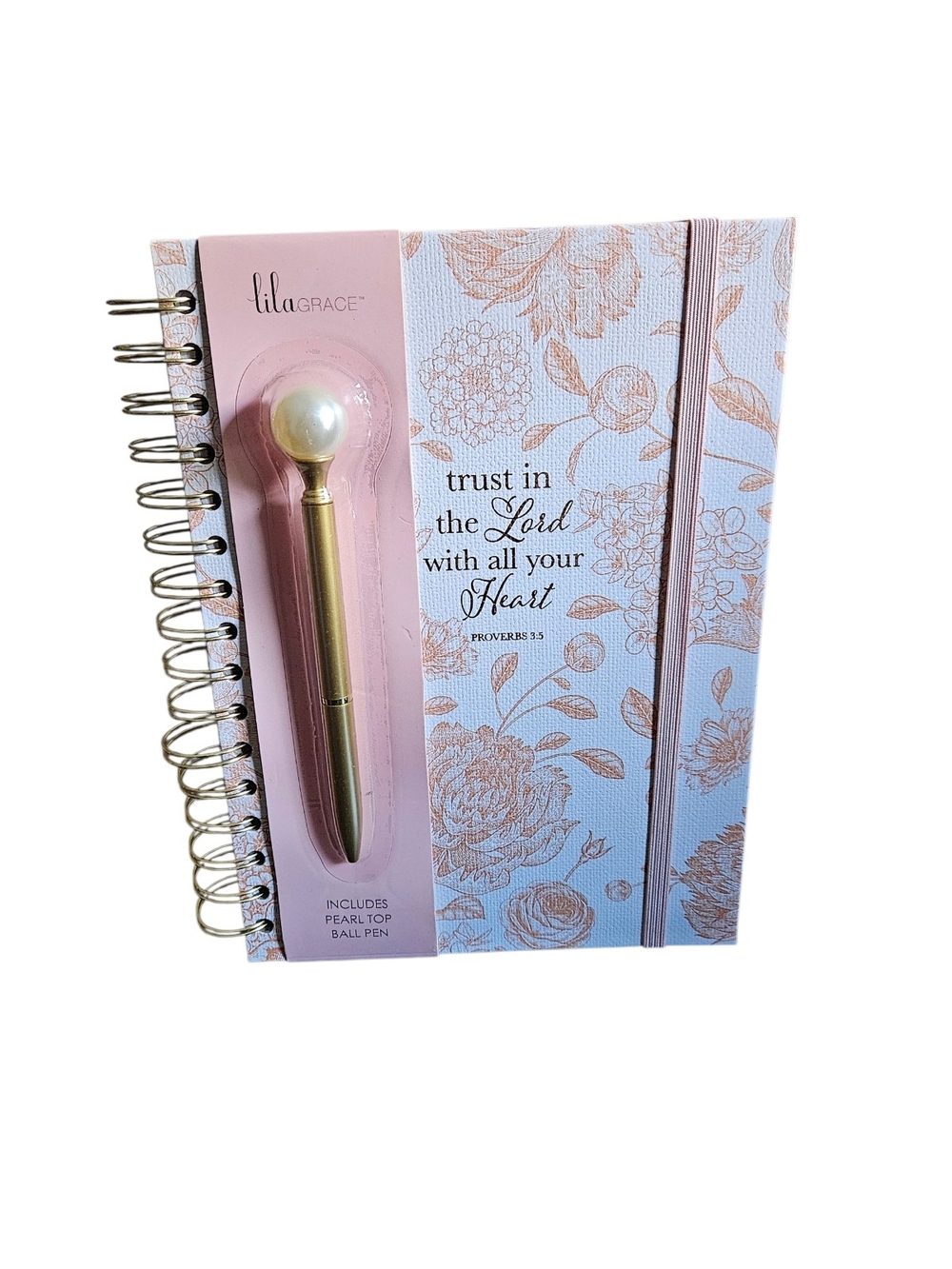 Pink Floral Journal with Pearl-Top Pen